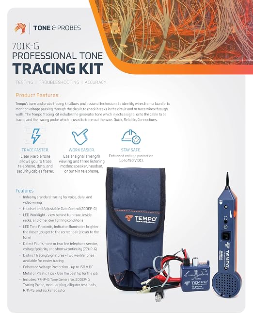 TEMPO Communications 701K-G Wire Tracer Electrical, Tone Generator and Probe Kit - Image 4