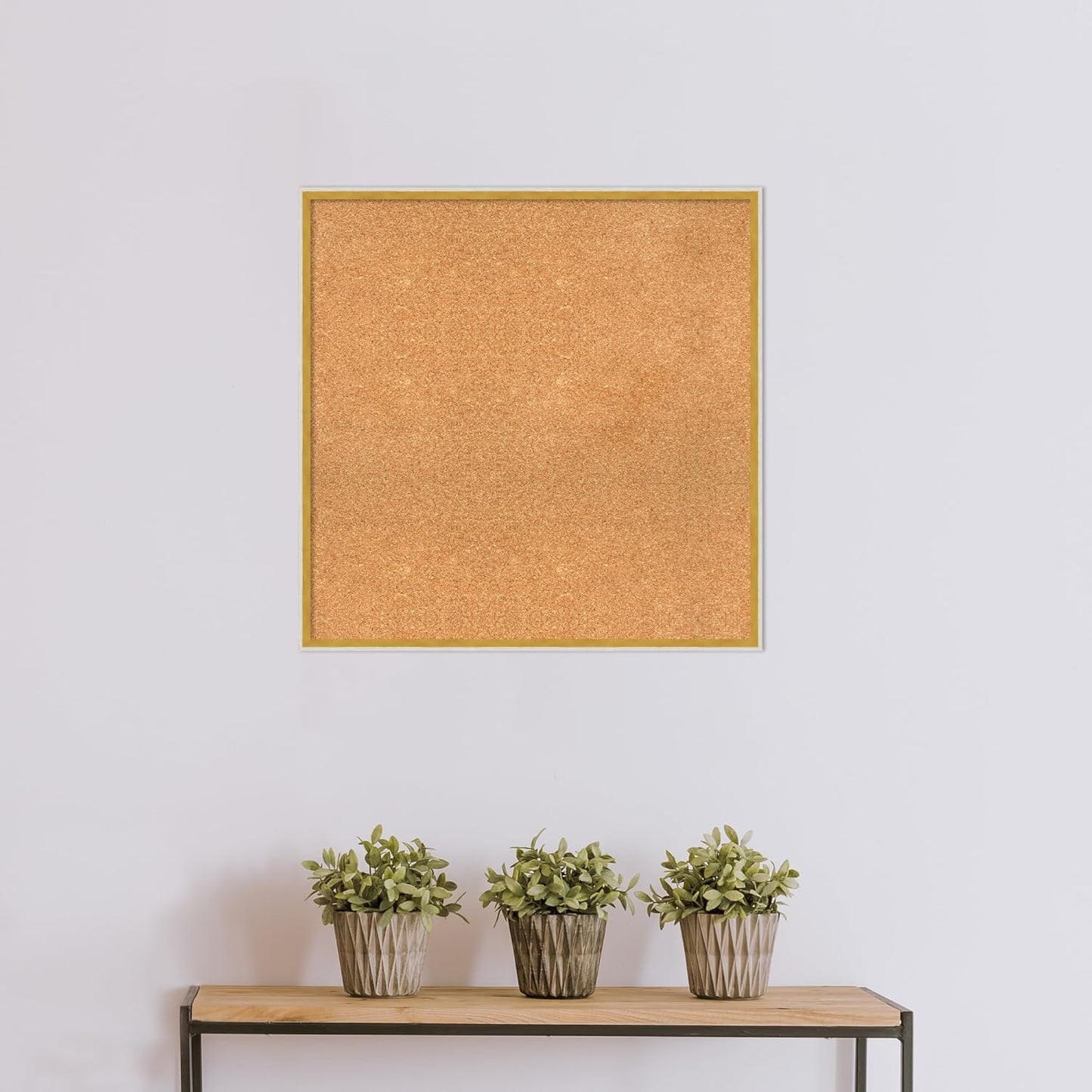 Amanti Art Natural Cork Board for Wall, 29x29 Vision Board with White Frame, Large Corkboard Office Decor for Home Organization, Modern Corkboard Pinboard to Display Items for Home Organization in