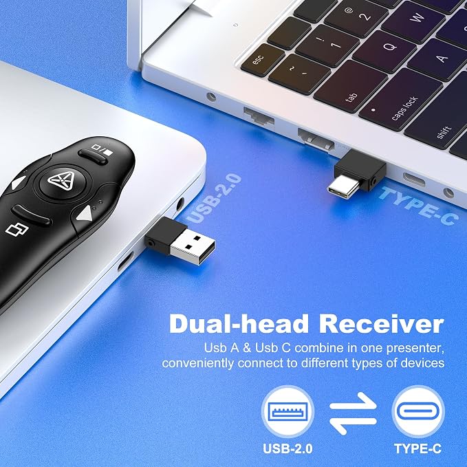 Presentation Remote Clicker, USB A & USB C Wireless Presenter - Image 3