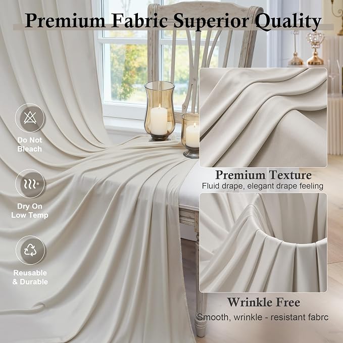 50ft x 15ft Beige Backdrop Curtains - Image 2