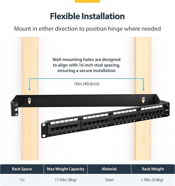 StarTech.com 1U Hinged Wall Mount Patch Panel Bracket - Image 4