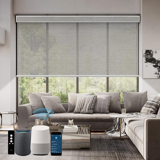 SmartWings Motorized Roller Shades 5% Openness Work by SmartWings