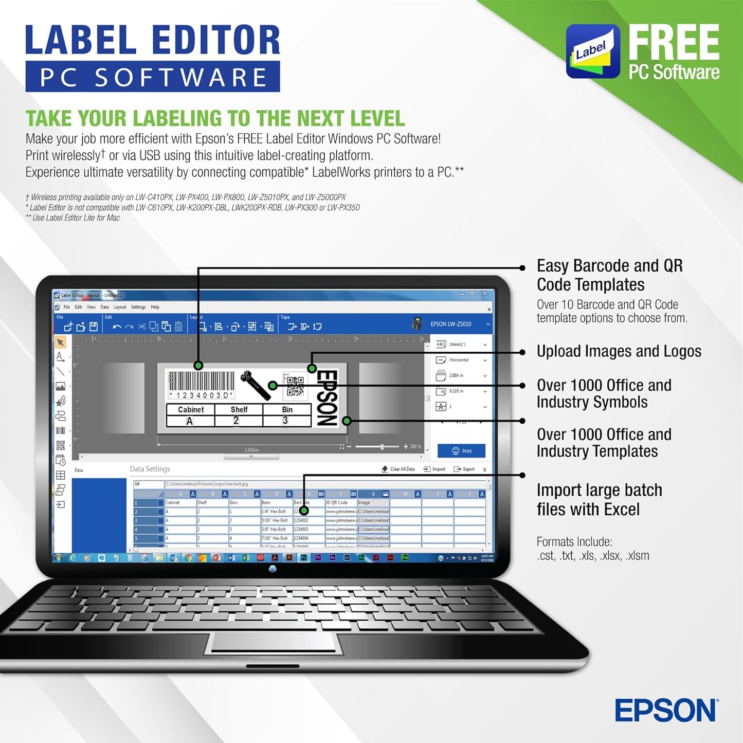 LABELWORKS Epson LW-PX900PCD Industrial Label Maker Kit - Complete Kit with Accessories, Compatible with All Epson PX Tape Types, Portable Handheld Label Printer