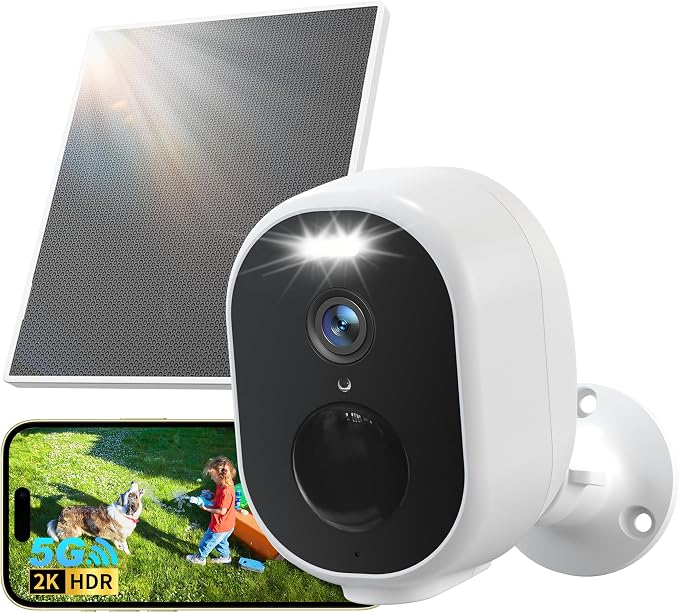 GNCC Solar Security Camera Wireless Outdoor, 2K Battery Powered Camera by GNCC
