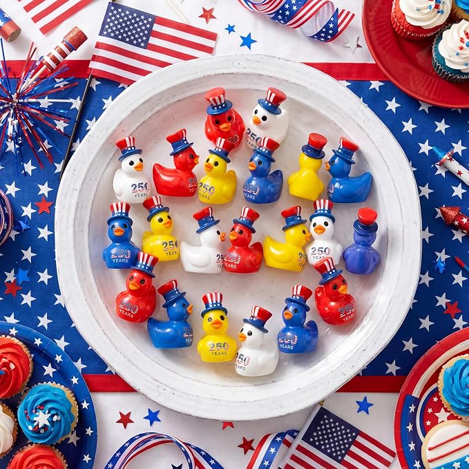 Skylety 100 Pcs Patriotic Mini Ducks 4th of July Independence Day Party Decor - Image 4