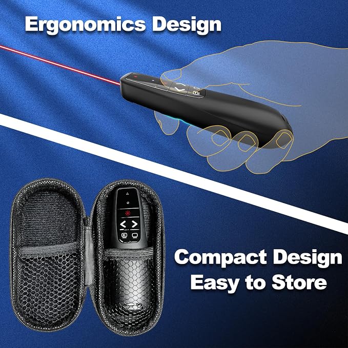 Presentation Clicker with Case Storage: Wireless Presenter Remote: Red Laser - Image 2