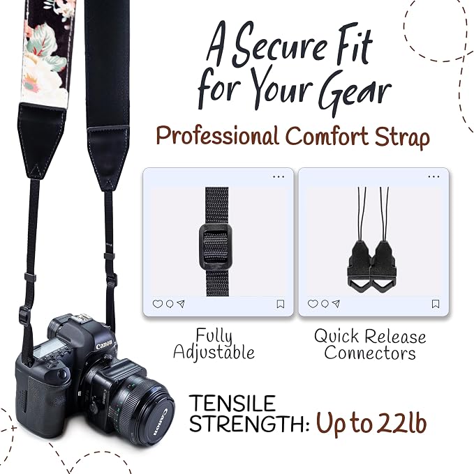 Art Tribute Camera Strap, Vintage Embroidered Neck Shoulder & Crossbody Camera - Image 4