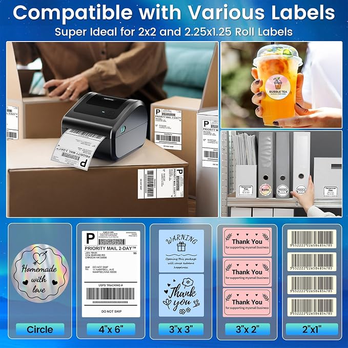 Bluetooth Shipping Label Printer 4x6, D450BT Thermal Label Printer - Image 8