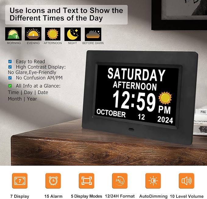 SSINI Digital Calendar Dementia Alarm Clock - Image 2