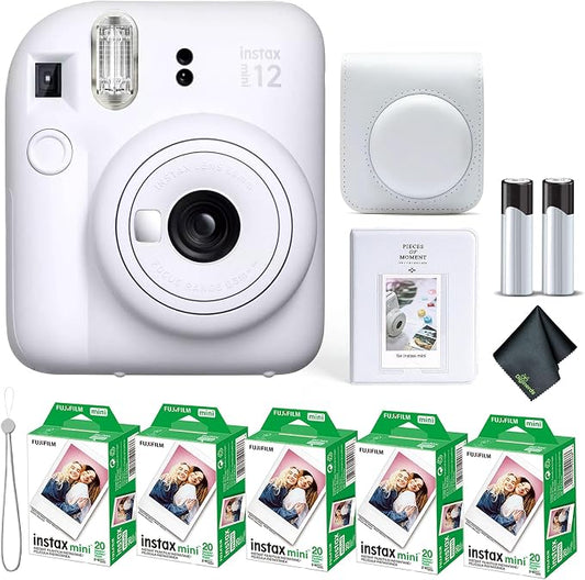 Fujifilm Instax Mini 12 Instant Camera Clay White Bundle by FUJIFILM