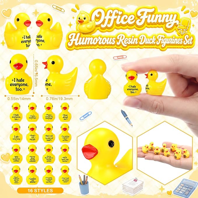 Skylety 32 Pcs Funny Office Supplies Mini Resin Ducks - Image 2