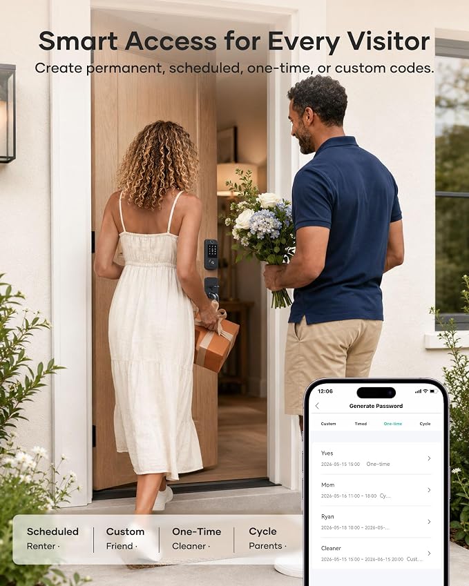 Wi-Fi Smart Front Door Lock Set, Keyless Entry Deadbolt Handle Set Built-in - Image 7