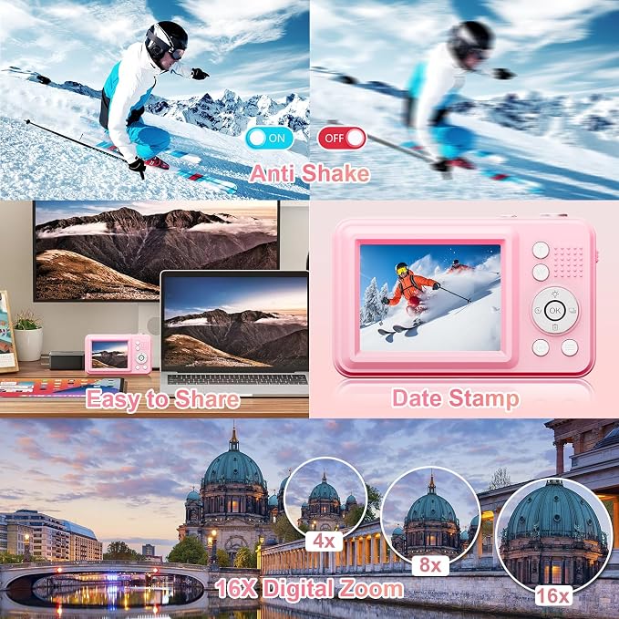 Digital Camera with 32GB Card, 48MP Compact Portable Small Point Shoot Camera - Image 4