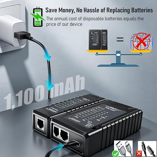 NF-468CS Network Cable Tester, RJ45/RJ11/CAT5/CAT6/CAT5E/CAT6A/ CAT7/POE Test - Image 4