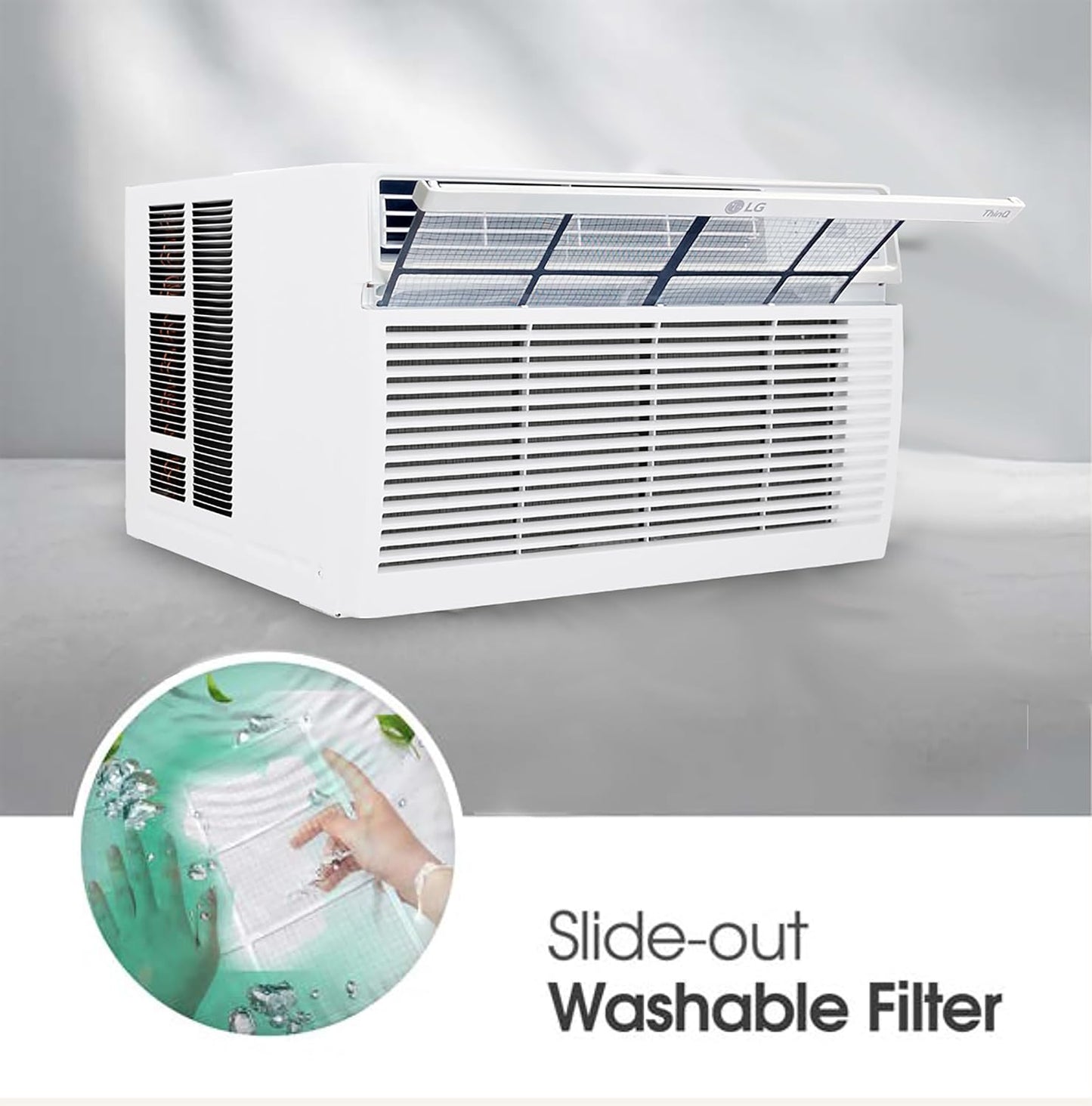 LG 24,500 BTU Smart Window Air Conditioner, 230/208V, Cools Room up to 1560 Sq. Ft. for Bedrooms, Living Room, Apartments, with Remote, 3 Fan Speeds, 24-Hour Timer, White