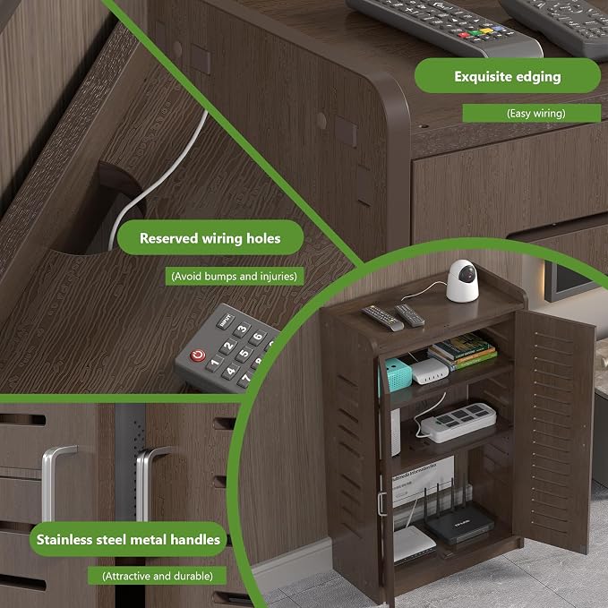 Large WiFi Router Cabinet 20''x31''x10'' Floor Standing Modem Organizer - Image 4