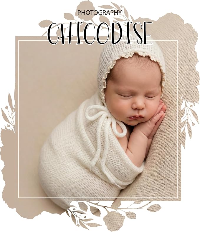 Newborn Photography Props Wraps & Ruffle Edge Bonnet - Image 3