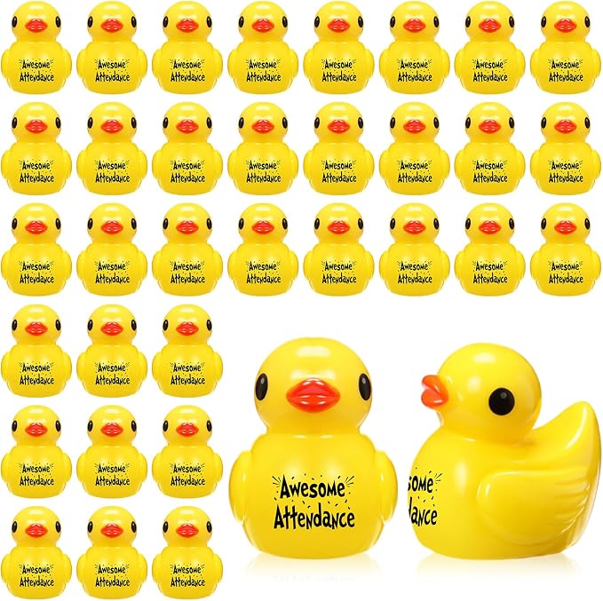 Skylety 50 Pcs Awesome Attendance Resin Duck, Perfect Attendance Awards by Skylety