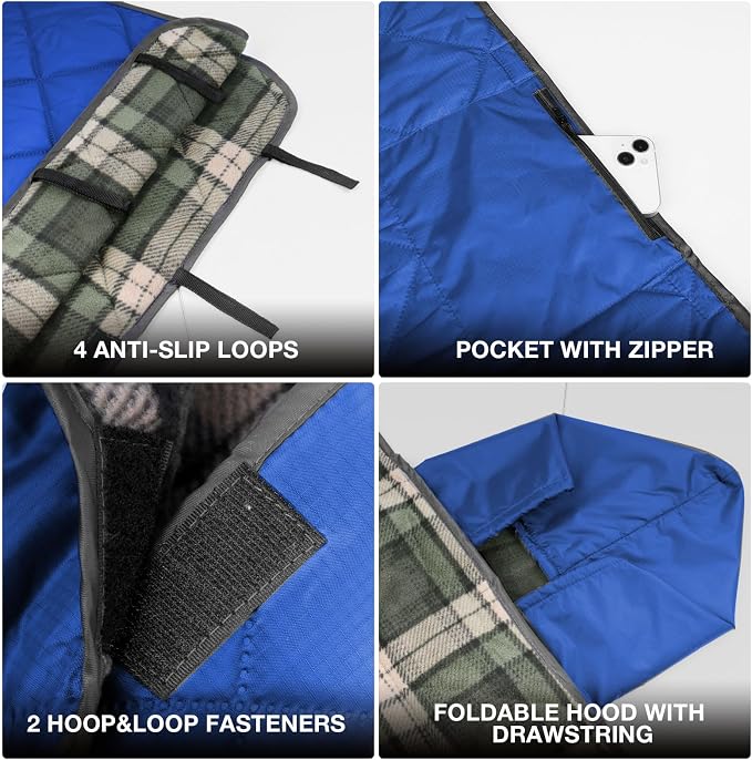 DUKUSEEK Hooded Outdoor Blanket, Waterproof Camping Blanket, Thick Fleece - Image 3