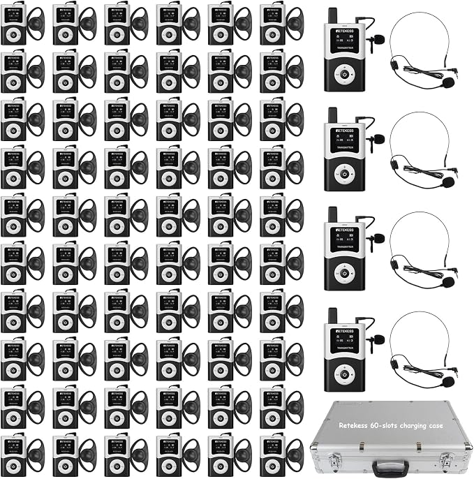 Retekess T130U Audio Tour Guide System, U-Band Digital Mode, 60-Slot Charge Case by Retekess