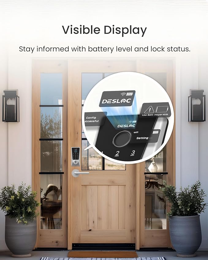 DESLOC Smart Lock D110 Plus, WiFi Fingerprint Smart Front Door Lock - Image 7