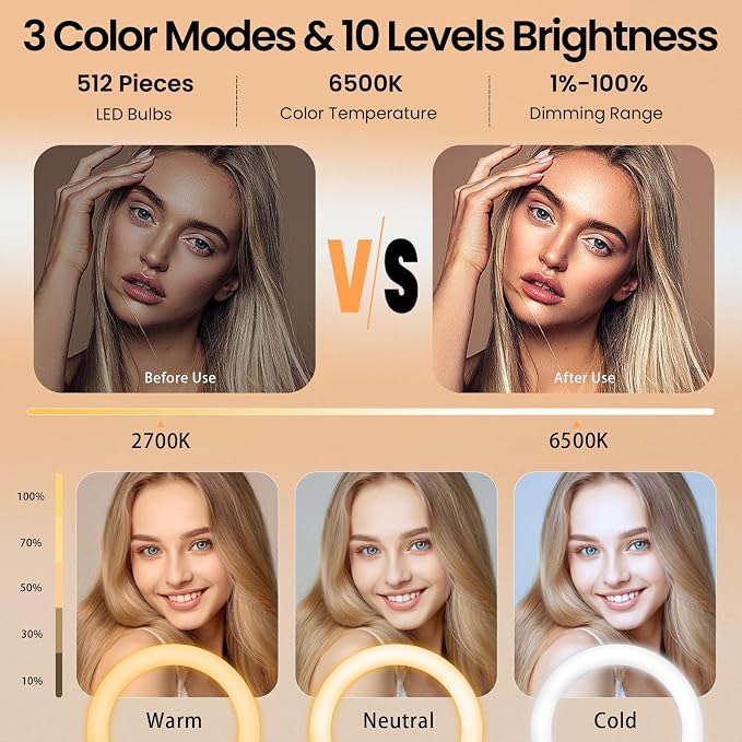 18" Foldable Ring Light with Stand - Image 4