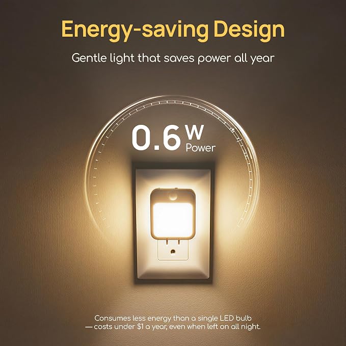 Plug-in Night Light with Motion Sensor, Dusk-to-Dawn Light Sensor, Stepless - Image 6