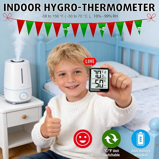 Room Thermometer Indoor Hygrometer Humidity Meter Gauge Digital Temperature and - Image 7