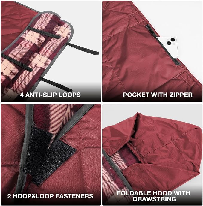 DUKUSEEK Large Waterproof Camping Blanket, Cold Weather Warm Fleece Blankets - Image 3