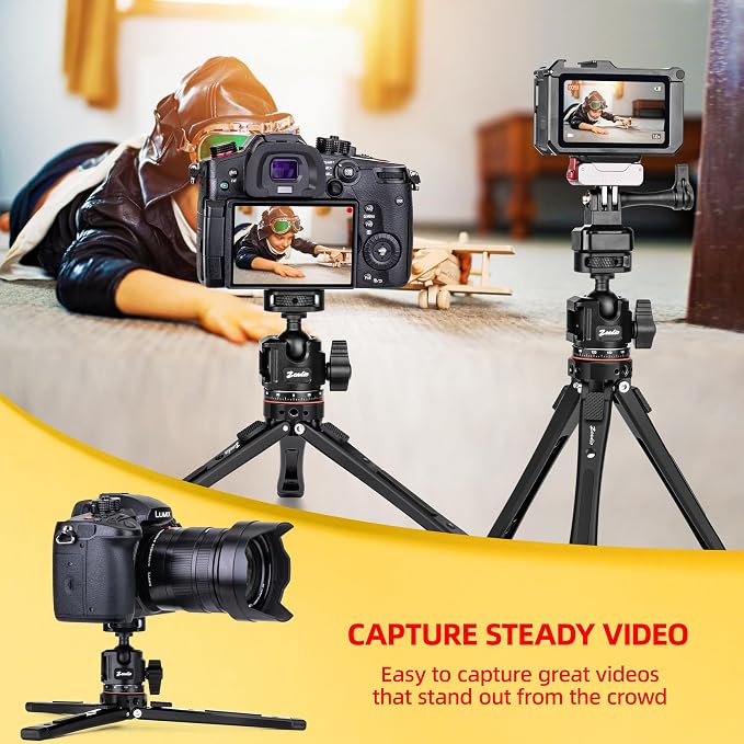 Zeadio Heavy Duty Metal Tripod Kit, Universal 1/4" Screw Adapter Tripod Mount - Image 4