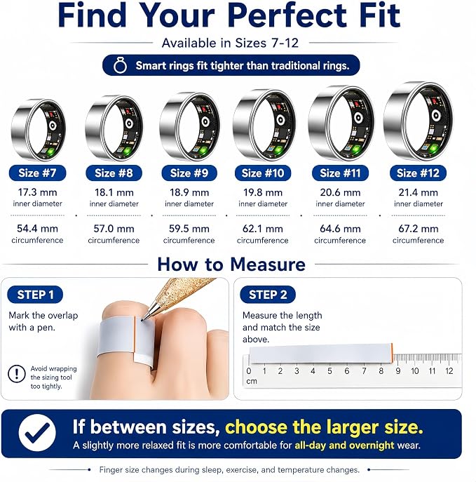 Smart Ring for Women Men, Sleep Tracking Wearable, Fitness Tracker Ring - Image 2