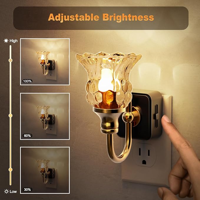 JandCase Night Light, Floral Night Lights Plug into Wall, Glass Flower LED - Image 3