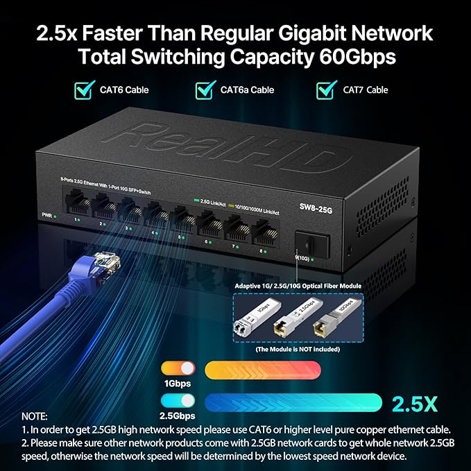 Real HD 8 Port 2.5G Ethernet Switch Unmanaged Network Switch - Image 2