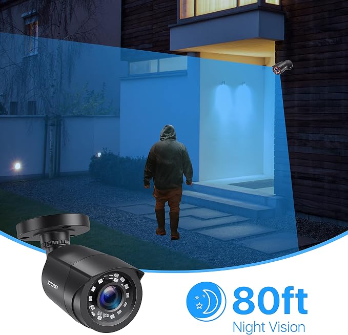 ZOSI 1080P 4 Pack HD TVI Security Cameras, 80ft Night Vision, Outdoor Indoor - Image 5