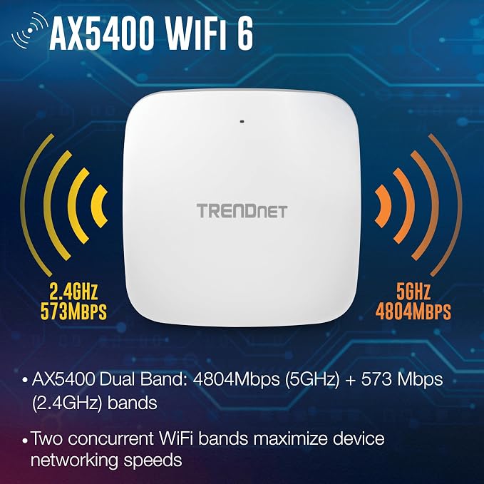 TRENDnet AX5400 Dual Band WiFi 6 PoE+ Access Point, TEW-925DAP, 1 x 2.5GBASE-T - Image 3