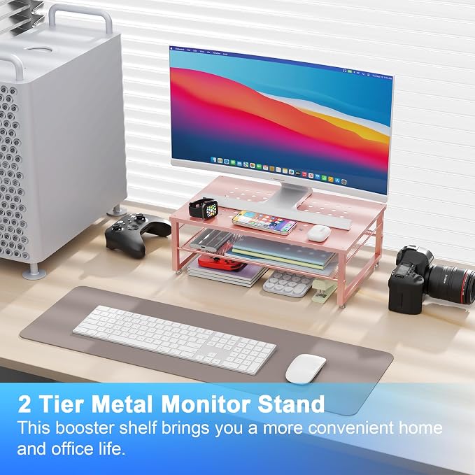 gianotter 2-Tier Metal Monitor Stand Riser, Desk Organizer - Image 2