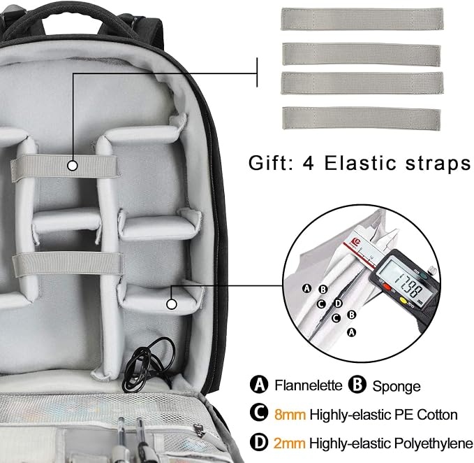 Cwatcun Camera Backpack with Rain Cover, Tripod Holder, USB Port, 15.6" Laptop - Image 4