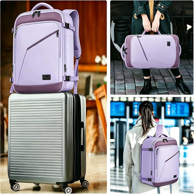MATEIN Purple Travel Backpack, Large Capacity Carry on Backpack - Image 8