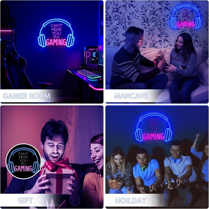 Kavaas Gaming Neon Sign, Can't Hear You I'm Gaming Headset LED Sign - Image 7
