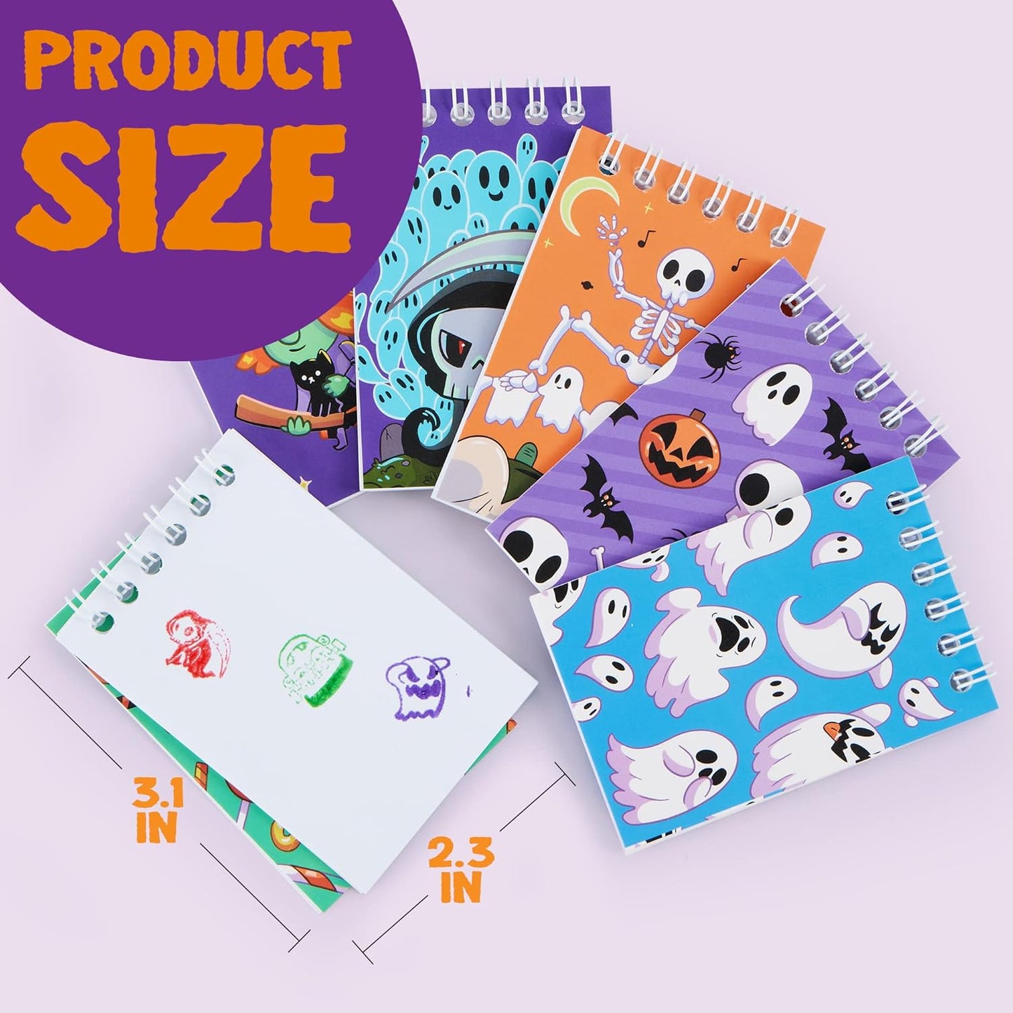 JOYIN 60 PCS Halloween Notepad Set (6 Designs), Halloween Spooky Notepads for Kids Boys Girls Home School Supplies, Classroom Party Favors, Trick or Treating, Goodies Bags Fillers, Non Candy Treats