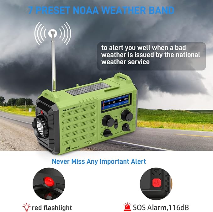 NOAA Weather Radio, Emergency Hand Crank Radio - Image 2
