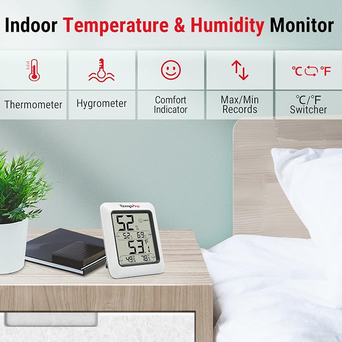 TempPro TP50 2 Pieces Digital Hygrometer Indoor Thermometer Room Thermometer - Image 2