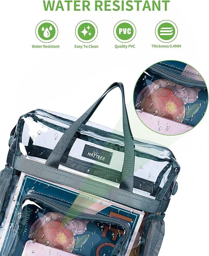 MAY TREE Clear Bag for Stadium Events 12×6×12 Clear Tote Lunch Bag - Image 4