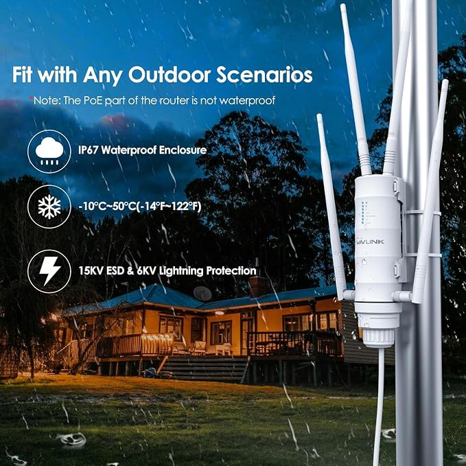 WAVLINK AC1200 Outdoor WiFi Range Extender, Weatherproof Dual Band Outdoor - Image 5