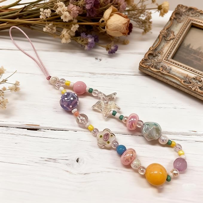 2 Pcs Phone Charm Strap Hand for iPhone Wrist Strap Camera Lanyard Pearl Beaded - Image 4