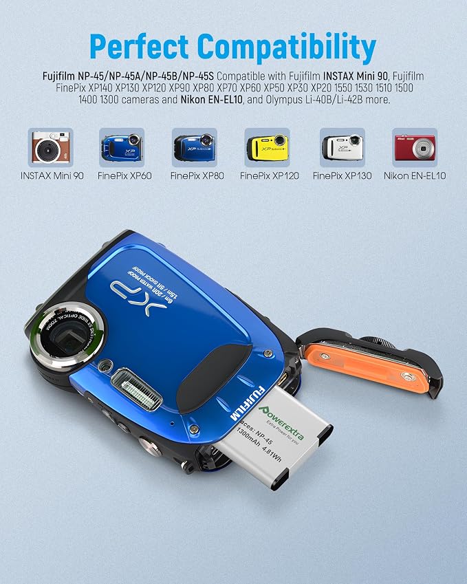 NP-45 NP-45A NP-45B NP-45S Battery 1300mAh*2 & Dual Charger Compatible - Image 2