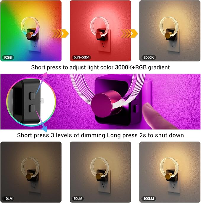 JandCase Night Light, 2 Pack Color Changing Night Lights Plug into Wall - Image 4