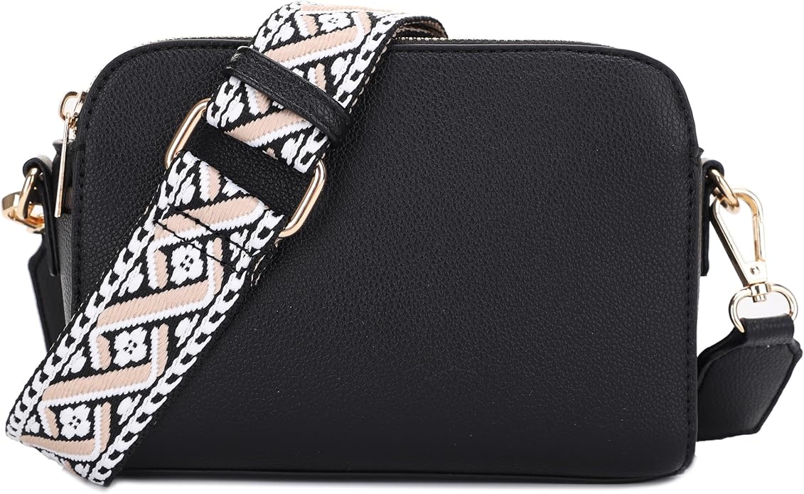 EVVE Crossbody Bags for Women Trendy Triple Zip Small Crossbody Camera Bag Purse by EVVE