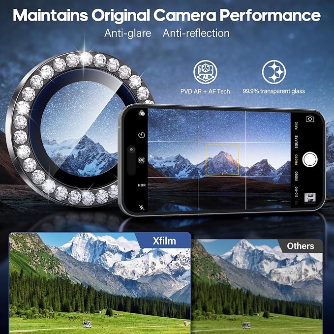 for iPhone 17 Air Camera Lens Protector Bling, Individual Diamond Metal Ring - Image 4