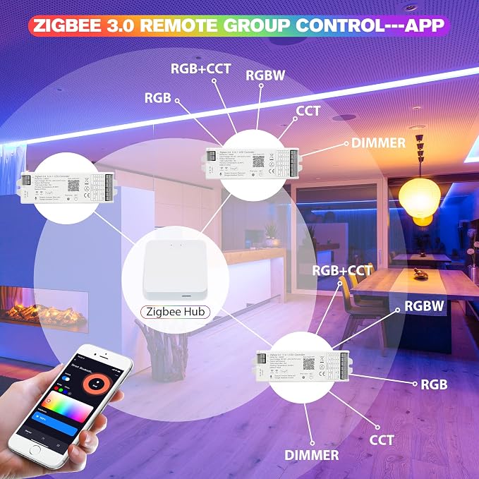 LM052 ZigBee 3.0 LED Strip Controller RGB CCT RGBW 5in1 Dimmable Compatible - Image 6